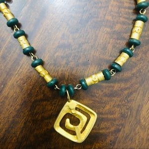 Golden and green necklace